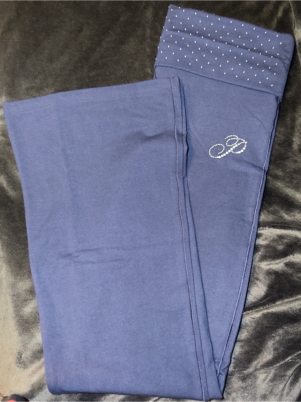 Victoria's Secret PINK Navy Pearl Fold-Over Yoga Pants
